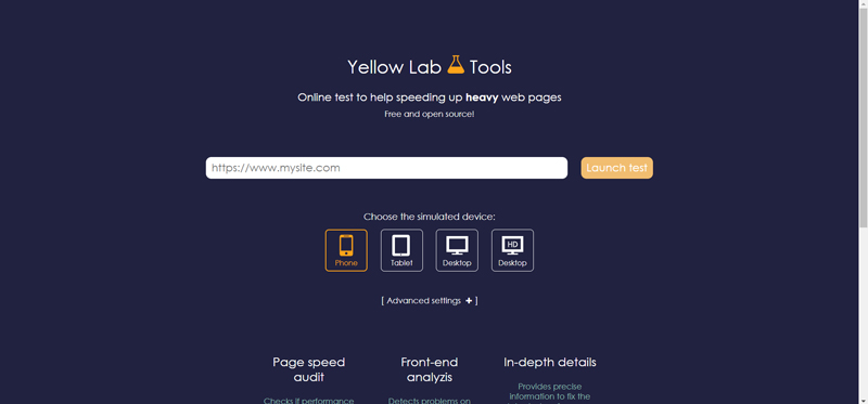 سنجش سرعت لود سایت با Yellow Lab Tools