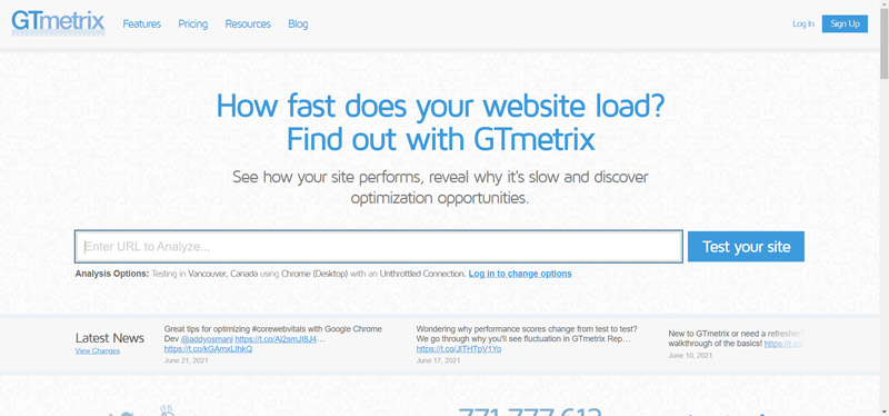 سنجش سرعت سایت با GTMetrix